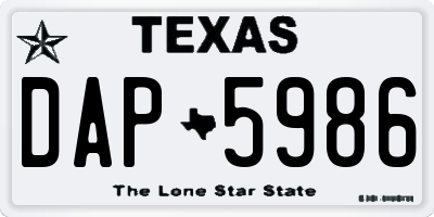 TX license plate DAP5986