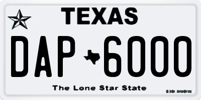 TX license plate DAP6000