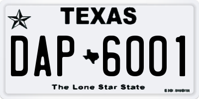 TX license plate DAP6001