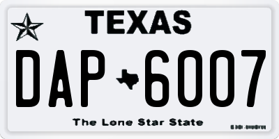 TX license plate DAP6007