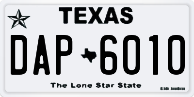 TX license plate DAP6010