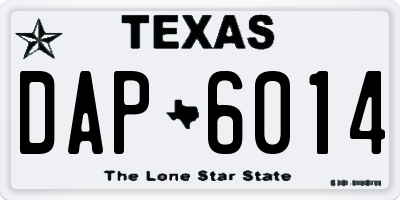 TX license plate DAP6014