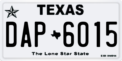 TX license plate DAP6015