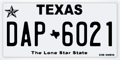 TX license plate DAP6021