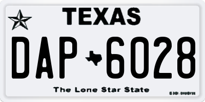 TX license plate DAP6028