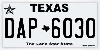 TX license plate DAP6030