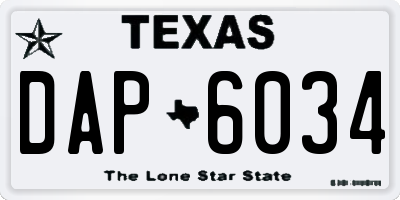 TX license plate DAP6034