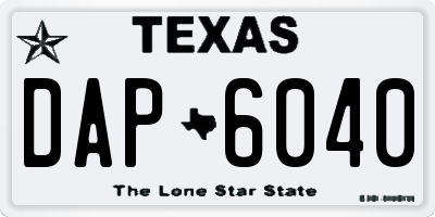 TX license plate DAP6040
