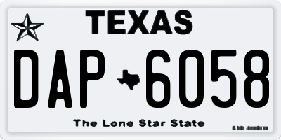 TX license plate DAP6058