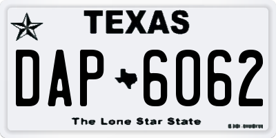 TX license plate DAP6062