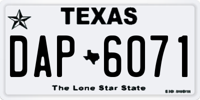TX license plate DAP6071