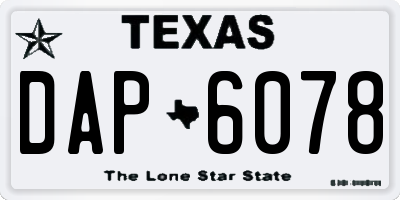 TX license plate DAP6078