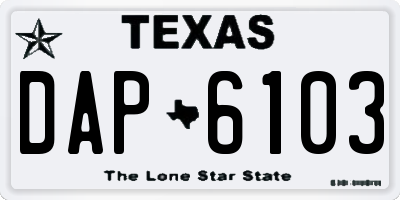 TX license plate DAP6103