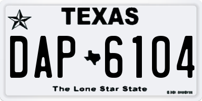 TX license plate DAP6104