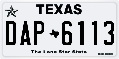 TX license plate DAP6113