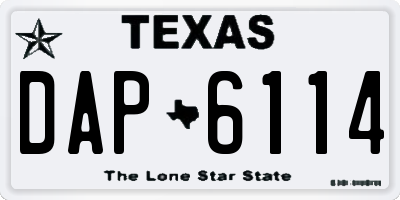TX license plate DAP6114