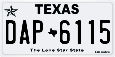 TX license plate DAP6115