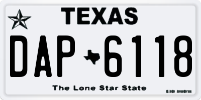 TX license plate DAP6118
