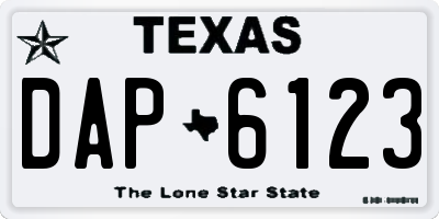 TX license plate DAP6123