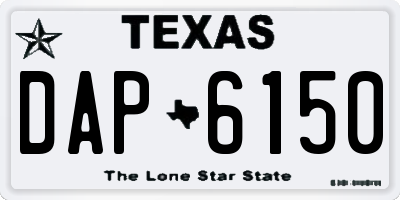 TX license plate DAP6150