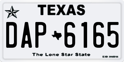 TX license plate DAP6165