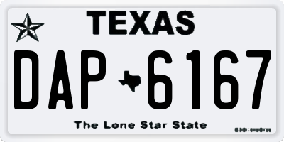 TX license plate DAP6167