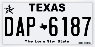 TX license plate DAP6187