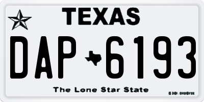 TX license plate DAP6193
