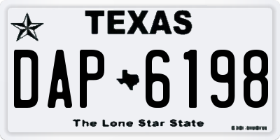 TX license plate DAP6198