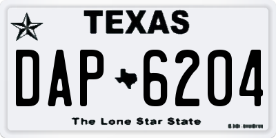 TX license plate DAP6204