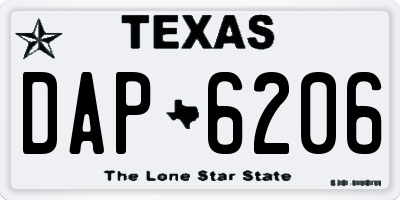 TX license plate DAP6206