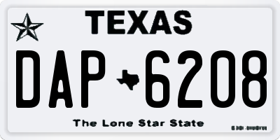 TX license plate DAP6208