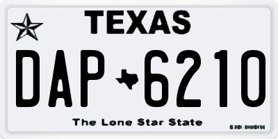 TX license plate DAP6210