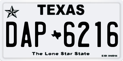 TX license plate DAP6216