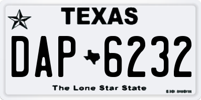 TX license plate DAP6232