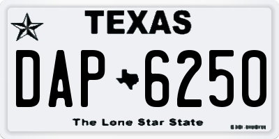 TX license plate DAP6250
