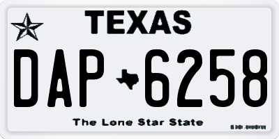 TX license plate DAP6258