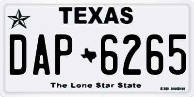 TX license plate DAP6265