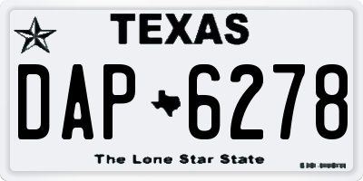TX license plate DAP6278