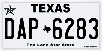 TX license plate DAP6283