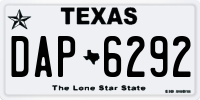 TX license plate DAP6292