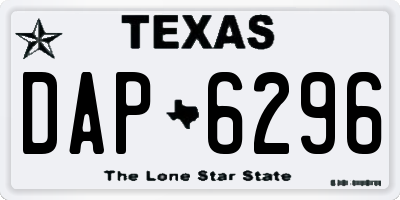 TX license plate DAP6296