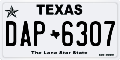 TX license plate DAP6307