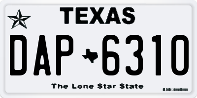 TX license plate DAP6310