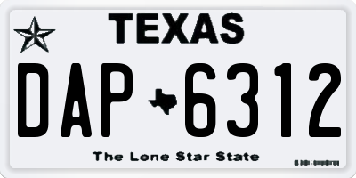 TX license plate DAP6312