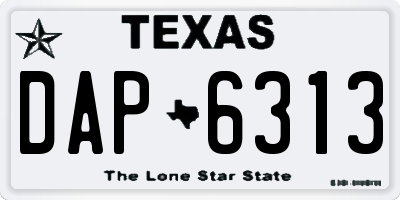 TX license plate DAP6313