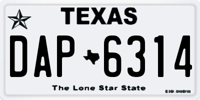 TX license plate DAP6314
