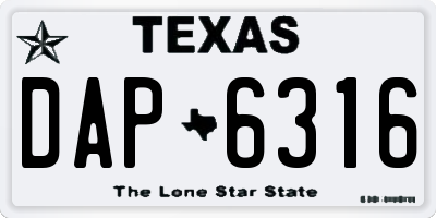 TX license plate DAP6316