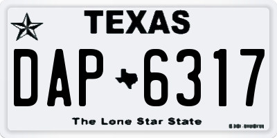 TX license plate DAP6317
