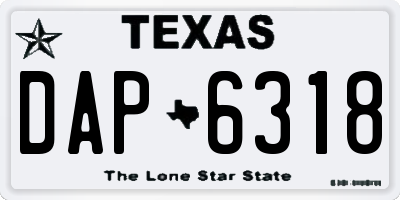 TX license plate DAP6318